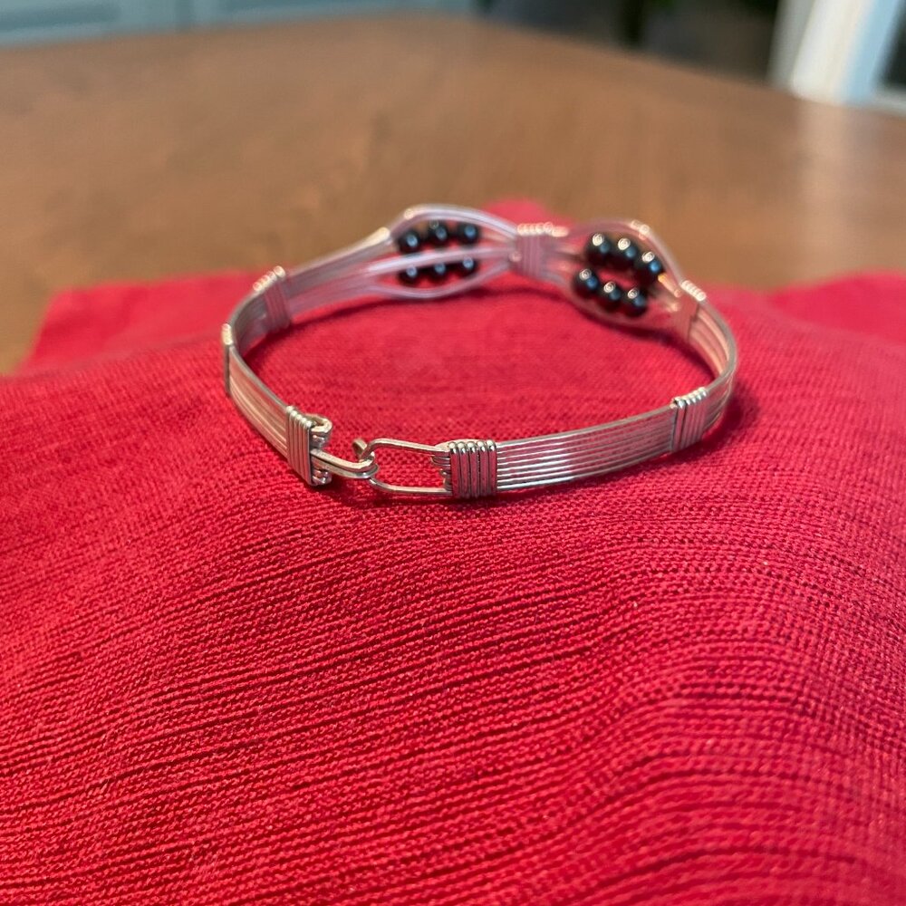 Sterling Silver Bracelet with Gray Beads - Picture 2 of 2